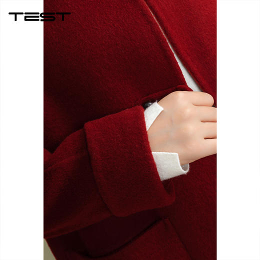 冬上新优雅翻领显瘦又显气质双面呢中长款大衣2254053 商品图5