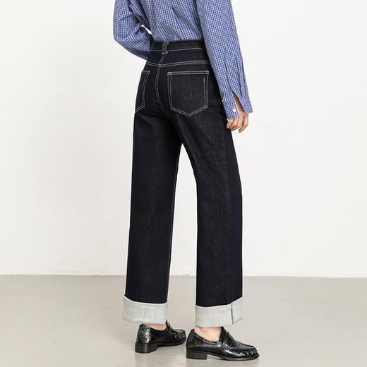 「高货rg」全新升级【铂金会员165/天猫219/差价54】(10432)洛诗琳新款植绒加厚牛仔裤2025秋冬高腰宽松阔腿直筒裤女 商品图3