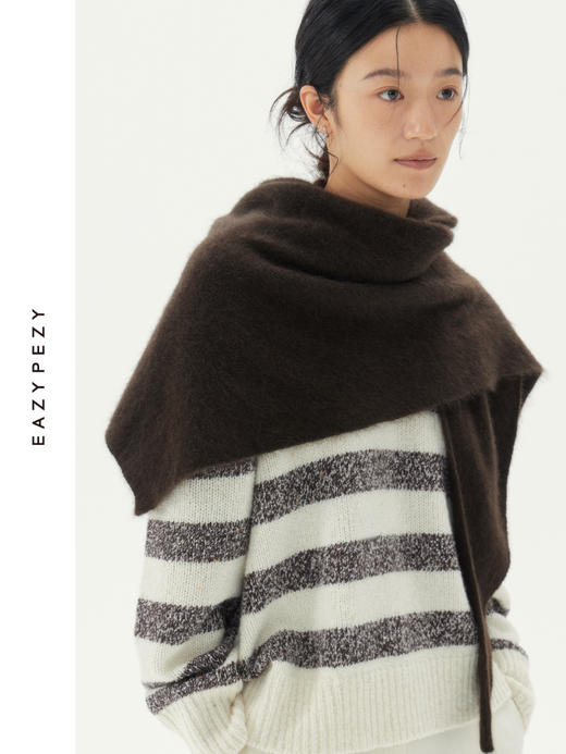 针织牦牛绒羊绒拉毛三角巾 商品图0