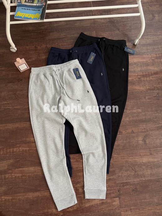 拉夫家经典小标刺绣纯色松紧抽绳卫裤 商品图0