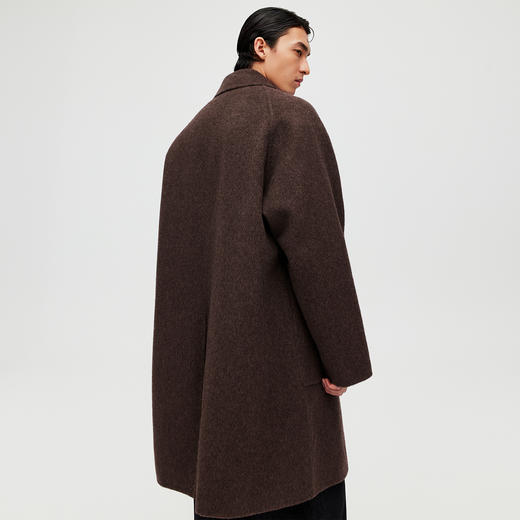 NPC潮牌100%绵羊毛翻盖口袋毛呢长裤大衣开衩廓形男挺括NP58WC33 商品图4