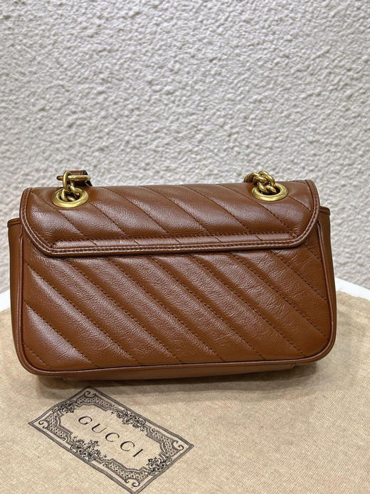 Gucci 双G 马蒙 焦糖色 油蜡牛皮 小号 斜挎包 商品图1
