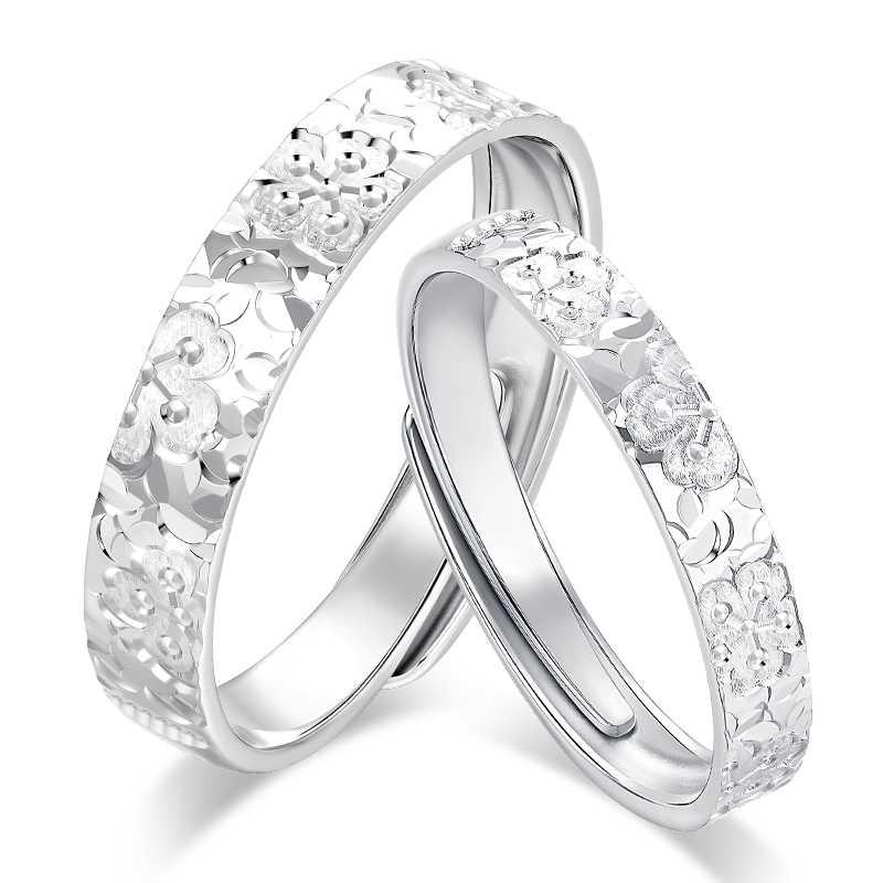 卡蒂罗KADER 碎碎冰蔷薇花情侣对戒  925银满天星璀璨星河钟爱久久雕刻盛放蔷薇 复古简约轻奢小众设计女朋友素圈可调节一对