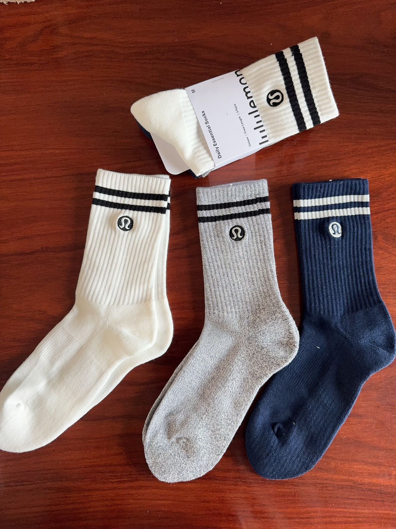 纯色lulu三双装毛巾底运动减震毛巾底