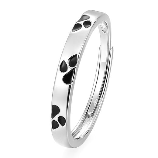 【999足银】卡蒂罗KADER 豹豹猫猫宠爱情侣对戒 萌趣涂鸦独特守护挚爱原创小众设计素圈可调节戒 轻奢百搭 商品图3