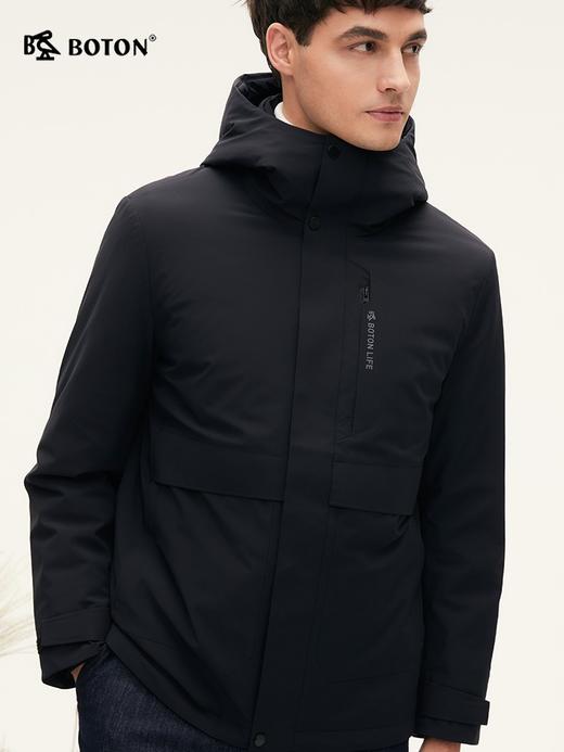 波顿男士秋冬 中长款羽绒服 利落暖护 白鸭绒黑色合身款MC830524 商品图3