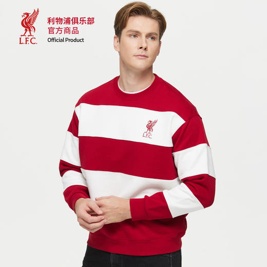 【官方正版】利物浦俱乐部 | 新款红白条纹圆领卫衣运动休闲上衣 商品图2