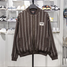 李宁男子春编织拉链开衫休闲外套AMBV069-1