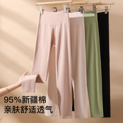 【高腰暖腹】180g女士保暖裤秋裤女95%棉柔亲肤高腰护肚225女士莫兰高腰收腹裤 商品图1