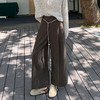 西遇直筒阔腿休闲裤女秋季新款慵懒松弛感高腰显瘦磨毛长裤SS051692 商品缩略图1