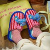 【36-40码】女士冬季新款暖冬彩条幸运毛绒居家室内女款棉拖鞋保暖撞色拖鞋【9912】 商品缩略图1