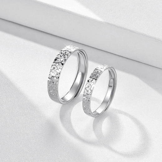 卡蒂罗KADER 碎碎冰蔷薇花情侣对戒  925银满天星璀璨星河钟爱久久雕刻盛放蔷薇 复古简约轻奢小众设计女朋友素圈可调节一对 商品图8