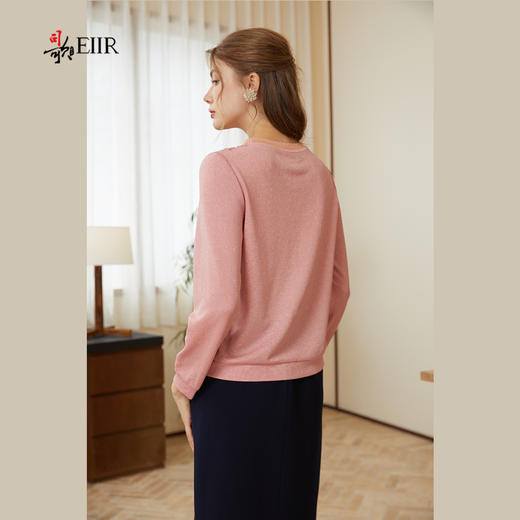 司歌弹力针织上衣拼蕾丝长袖上衣T921265y 商品图3