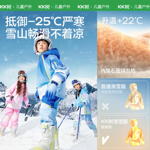 KK树儿童滑雪服男女童分体上衣滑雪裤子专业套装防水保暖2025新款极光小雪豹滑雪服 商品图9