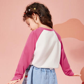 ASK JUNIOR童装儿童T恤女童春装小童字母长袖百搭休闲插肩袖打底衫 白色 110 商品图6