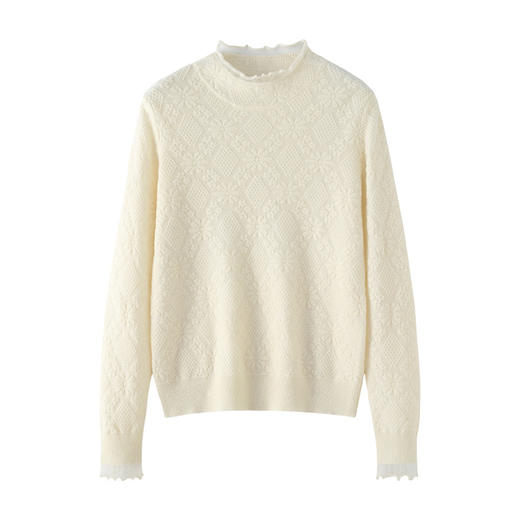 「高货qj」全新升级【铂金会员413/天猫559/差价146】(10104)洛诗琳气质半高领提花打底上衣2025秋冬宽松显瘦羊毛上衣 商品图4