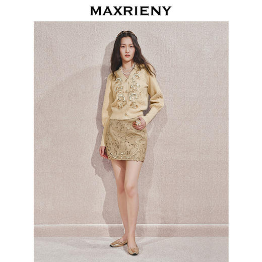 【宫廷巴洛克-商场同款】MAXRIENY复古宫廷针织外套女24冬新款(货号:MC85JA586) 商品图1