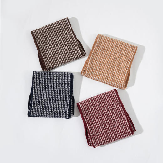 Grace&Glam 情侣款经典千鸟格羊毛双面系带围巾围脖 商品图3