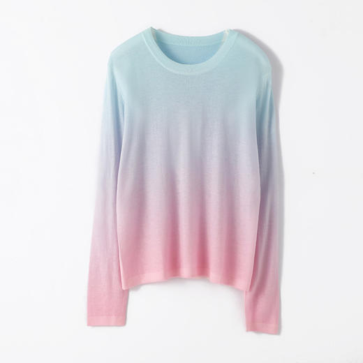 丁摩【120支水溶】精纺超细水溶羊毛水墨画圆领亲肤薄款针织打底衫AL2507 商品图3