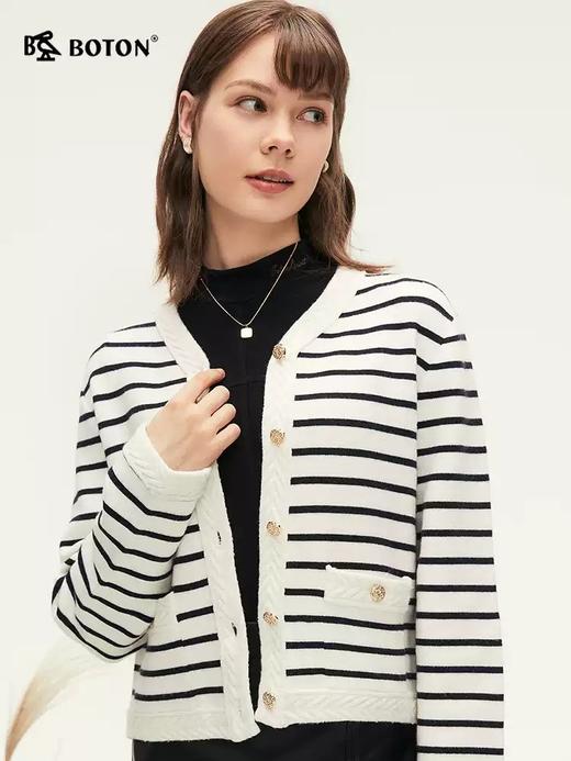 [绵羊毛]波顿女士秋冬毛织开衫随性洒脱合身美式款LU110324 商品图2