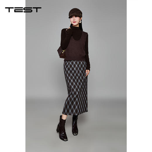 冬上新通勤穿搭高级感拉满复古格纹包臀裙3254002 商品图5