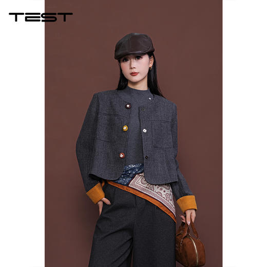 冬上新氛围感拉满叠穿搭配超有型短款呢外套2254081 商品图0