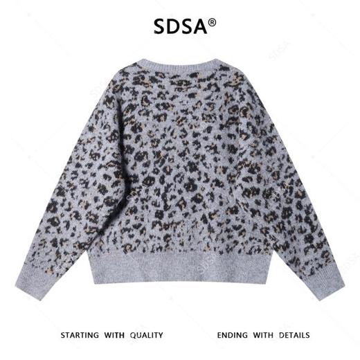 44143SDSA男士秋冬新款痞帅男装潮牌豹纹纽扣圆领开衫毛衣慵懒风针织衫 商品图5