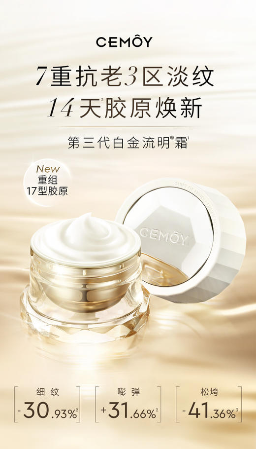 【多妈团购CEMOY白金流明修护赋活面霜送同款替换装50ML】到手整整100ml,7大维度改善老化，修护5大屏障，全能型选手~紧致淡纹+提拉轮廓+补充胶原+抗氧抗糖+焕亮保湿+舒缓修护-馨羽 商品图0