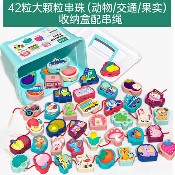 小顽豆儿童串珠子训练专注力宝宝穿线绳1-2岁3六一早教玩具积木大颗粒 商品图6