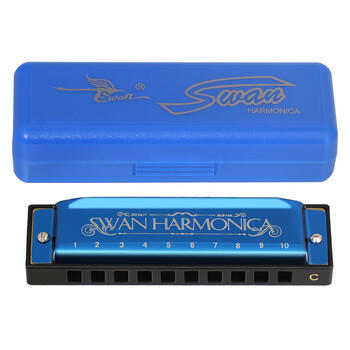 天鹅（SWAN）10孔C调布鲁斯口琴儿童成人学生教学款蓝调口琴蓝色 商品图3