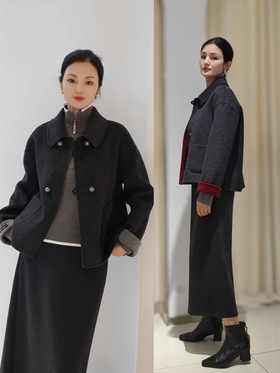 58J515短款A版AB面羊绒外套