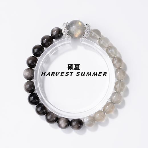 【徐艺洋设计款】硕夏珠宝【西江月】月光石+银曜石简约高级灰墨色天然串珠气质手链 WW36 商品图4
