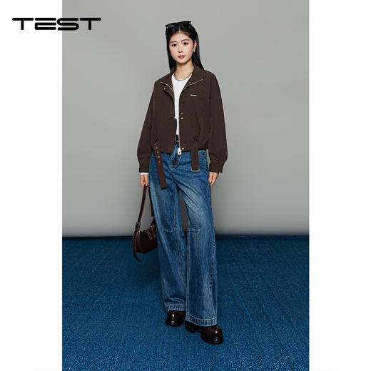 冬上新棕色时尚百搭轻松打造慵懒高级感工装风夹克2254091 商品图1