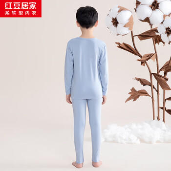 红豆居家（Hodohome）儿童秋衣秋裤男童A类莫代尔保暖内衣套装中大童棉毛衫111蓝170 商品图3