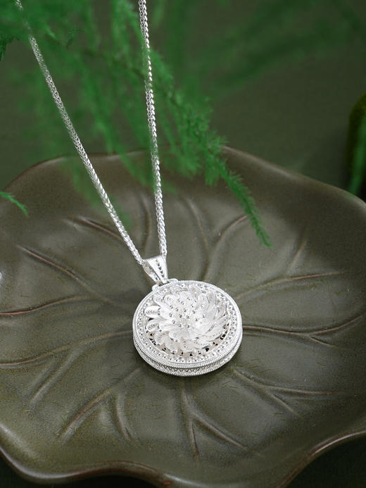 子佩集【莲花顺意】S990银吊坠【QFDZ043】花丝吊坠可旋转（不含链）2510 商品图2