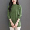 U96139-168秋冬新款半高领毛衣短款菱形提花中长款针织衫冬季修身打底上衣女 商品缩略图0