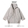 SDSA秋冬新款痞帅男装潮牌做旧重工涂鸦磨破抽绳链条撞色连帽卫衣 商品缩略图0