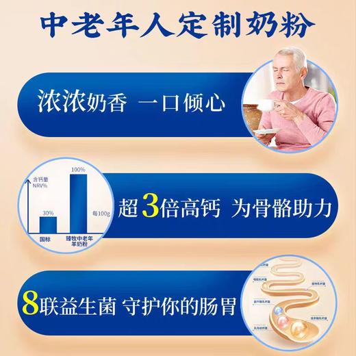 臻牧无蔗糖高钙中老年羊奶粉盒装400g(25g*16条) 商品图6