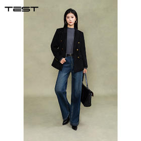 冬上新黑色双排扣显瘦又显气场双面呢短大衣2254061