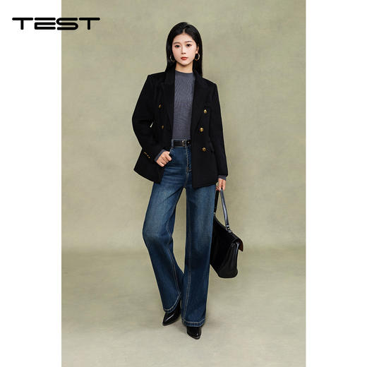 冬上新黑色双排扣显瘦又显气场双面呢短大衣2254061 商品图0