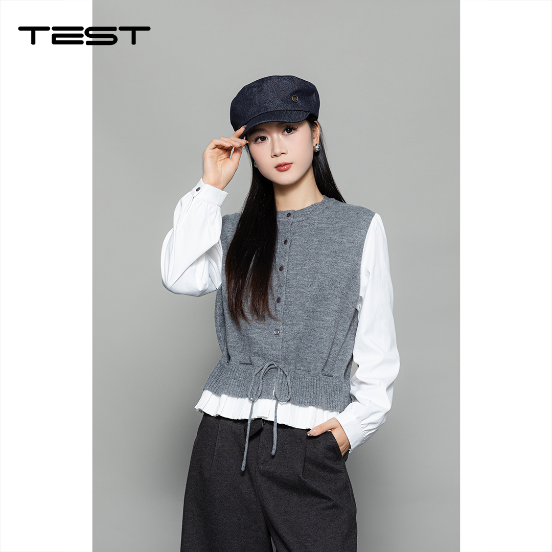 冬上新假两件设计感小众收腰显瘦毛衣1254070