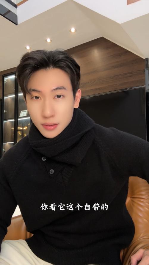 363SDSA秋冬新款痞帅男装美式复古可拆卸围巾V领毛衣百搭时尚针织衫 商品图0