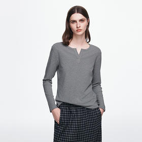 棉仓366601022-25秋简约打底开心果T恤