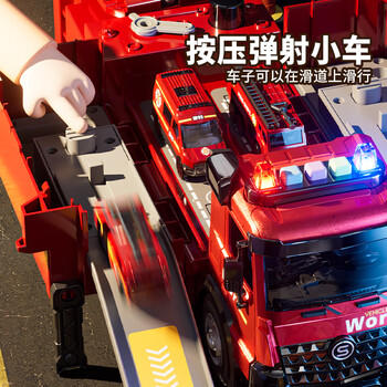 贝比童话变形喷水消防车儿童早教玩具男孩仿真玩具合金车模型收纳生日礼物 商品图3
