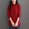 U96139-168秋冬新款半高领毛衣短款菱形提花中长款针织衫冬季修身打底上衣女 商品缩略图3