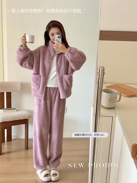李允珍原版云朵绒拉链款情侣套装居家服秋冬季新款时尚百搭舒适可外穿云朵绒拉链款套装 商品图8