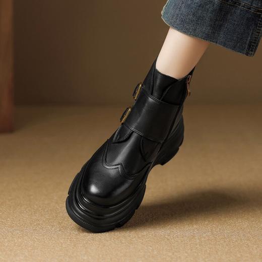 【预售5天】英伦风复古时尚秋冬圆头粗跟高跟短靴子短筒时装靴SSS&M2420 商品图2