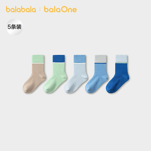 【balaOne】巴拉巴拉儿童袜子春秋男女童棉袜儿童学生打底五双装 商品图0
