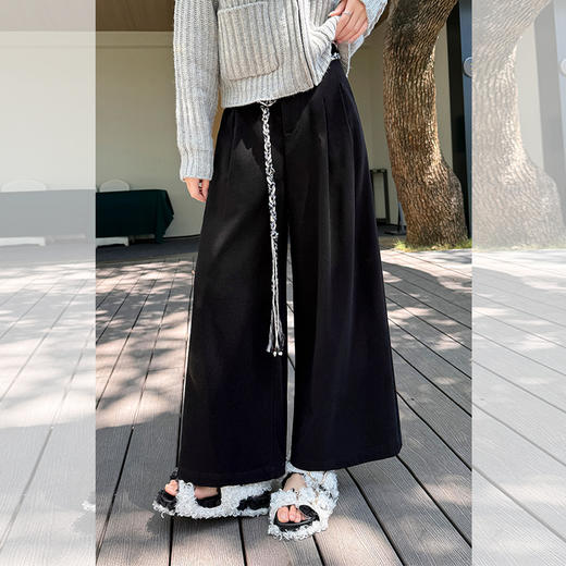西遇直筒阔腿休闲裤女秋季新款慵懒松弛感高腰显瘦磨毛长裤SS051692 商品图2