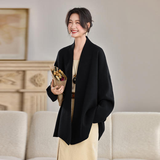 雀说大码蝙蝠袖宽松遮肉外套毛衣时尚休闲韩系慵懒针织衫大衣AL6925 商品图3